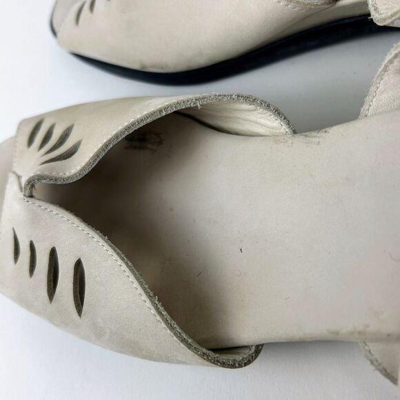 Arche Cream Leather Open Toe Wedge Sandals Cut Outs Made in France Shoes EU 40 9 - Picture 11 of 14